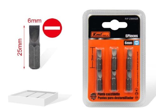 BITFEJ KÉSZLET 25MM 6DB-OS LAPOS FEJŰ FEJ:6MM