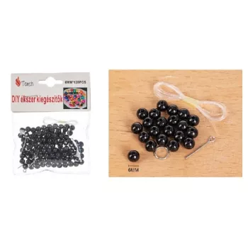 AKRIL GYÖNGY 6MM 120DB-OS FEKETE