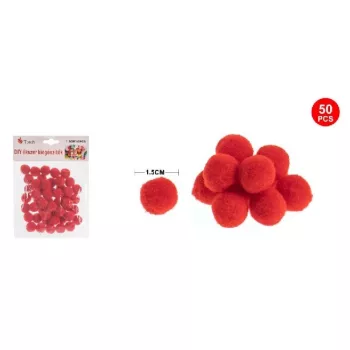 POMPOM PIROS 1,5CM 50DB-OS