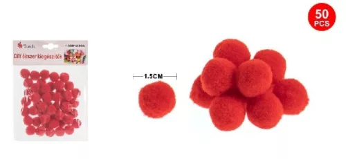POMPOM PIROS 1,5CM 50DB-OS
