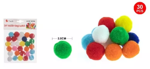 POMPOM SZÍNES 2CM 30DB-OS