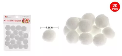 POMPOM FEHÉR 2,5CM 20DB-OS
