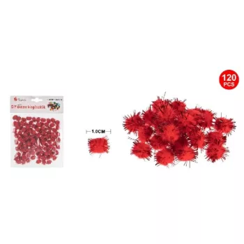 POMPOM PIROS 1CM 120DB-OS