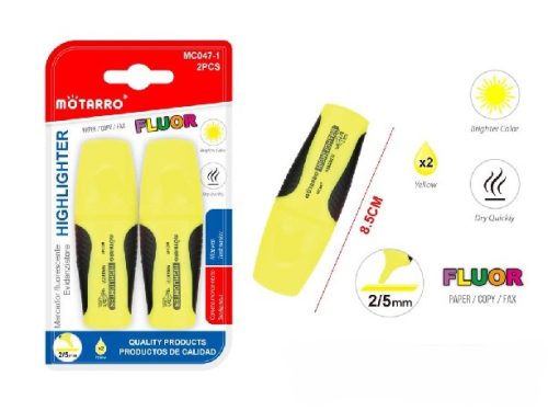 SZÖVEGKIEMELŐ 2DB-OS FLUORESZKÁLÓ 8,5CM / 2/5MM NEONSÁRGA