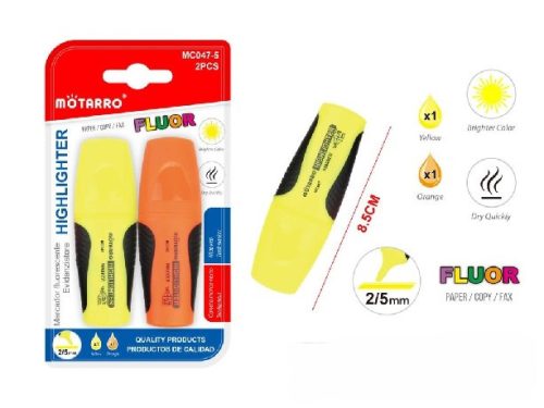 SZÖVEGKIEMELŐ 2DB-OS FLUORESZKÁLÓ 8,5CM 2/5MM NEONSÁRGA+NARANCS