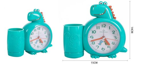 ÉBRESZTŐÓRA DÍNÓS KÉK MŰA. 14X15CM