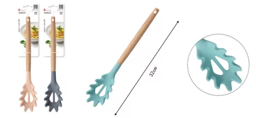 TÉSZTASZEDŐ SZILIKON + FA 32CM 3F. SZÍN