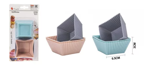 SÜTŐFORMA NÉGYZET MUFFIN SZILIKON 6DB-OS 6,5*3CM