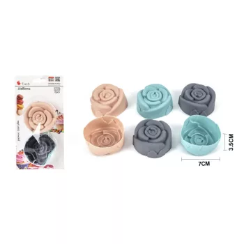 SÜTŐFORMA RÓZSA SZILIKON 6DB-OS 7*3,5CM UFFINPAPÍR