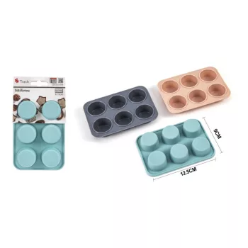 SÜTŐFORMA KEREK SZILIKON 3F. 6DB-OS 12,5*9CM