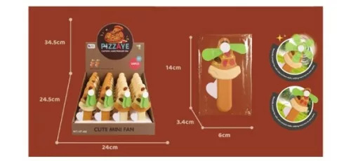 VENTILÁTOR KÉZI 6*14 CM PIZZASZELET DISPLAY 24 DB