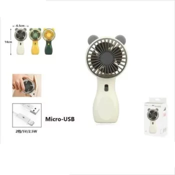 VENTILÁTOR KÉZI 7*14 CM  CICAFÜLES TÖBB SZÍNBEN