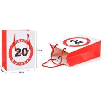 DÍSZTASAK 18X23X10CM "HAPPY 20 BIRTDAY!"