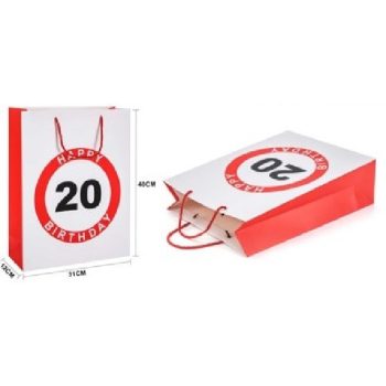 DÍSZTASAK 31X40X12CM "HAPPY 20 BIRTDAY!"