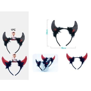 FEJPÁNT ÖRDÖG SZARV 19X20CM 2F. SZÍN  HALLOWEEN