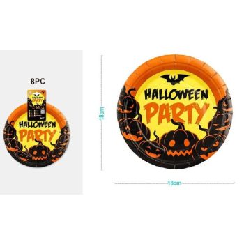 TÁNYÉR PAPÍR 18X18CM 8DB-OS  HALLOWEEN