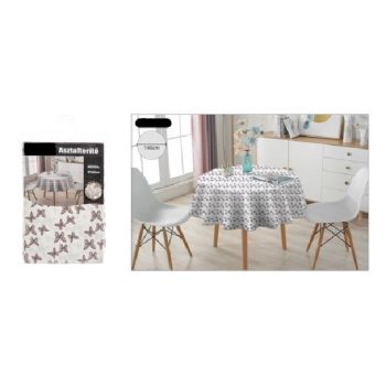 ASZTALTERÍTŐ KEREK 140CM  PILLANGÓ MINTA MŰA.