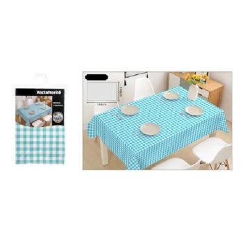 ASZTALTERÍTŐ 140X140CM KÉK-FEHÉR KOCKÁS MŰA.