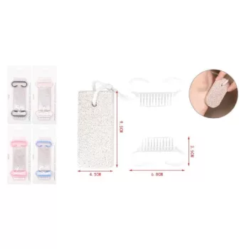   MANIKŰR-PEDIKŰR KÉSZLET 2 DB ( 2DB KEFE 6,8X3,5CM, HABKŐ 9,5X4,5CM) 3F. SZÍN