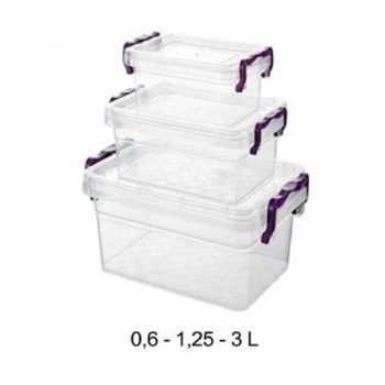 TÁROLÓ DOBOZ SZETT CSATOS MŰA. 0,6/1,25/3L