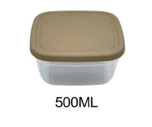 ÉTELTÁROLÓ DOBOZ SZÖGLETES MŰA. BARNA/ VIZTISZTA 500ML