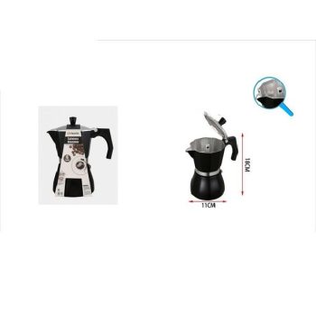   KÁVÉFŐZŐ 6 SZEMÉLYES MATT FEKETE GÁZ/KERÁMIA FŐZŐLAP/ELEKTOMOS