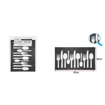 TÁNYÉRALÁTÉT 30X45CM FEKETE, FEHÉR EVŐESZKÖZÖK