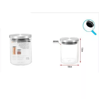 ÜVEG TÁROLÓ ACÉL FEDŐVEL 880ML