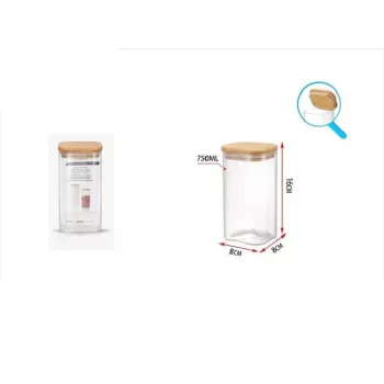 ÜVEG TÁROLÓ BAMBUSZ FEDŐVEL 750ML