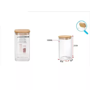 ÜVEG TÁROLÓ BAMBUSZ FEDŐVEL 1000ML