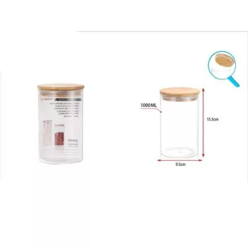 ÜVEG TÁROLÓ BAMBUSZ FEDŐVEL 1000ML