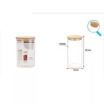 ÜVEG TÁROLÓ BAMBUSZ FEDŐVEL 1050ML