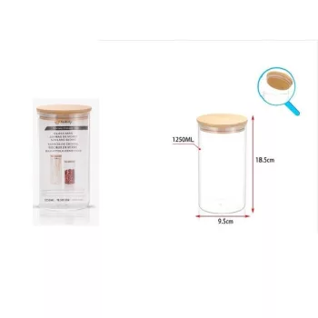 ÜVEG TÁROLÓ BAMBUSZ FEDŐVEL 1250ML