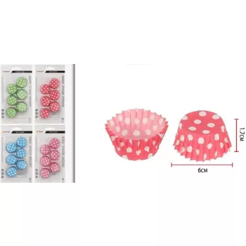 MUFFIN PAPÍR 80DB-OS PÖTTYÖS 4 FÉLE SZÍN 6X1,7CM