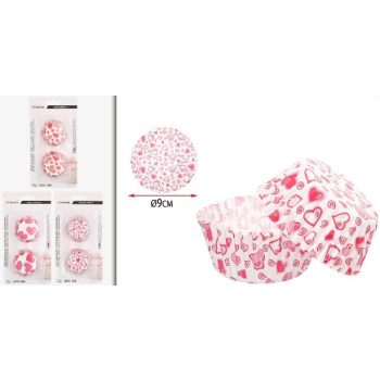 MUFFIN PAPÍR 50DB-OS 3 FÉLE SZIVECSKÉS MINTA ÁTM:9CM