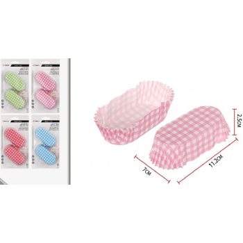   MUFFIN PAPÍR OVÁLIS 50DB-OS KOCKÁS 4 FÉLE SZÍN 2,5X11,2X7CM