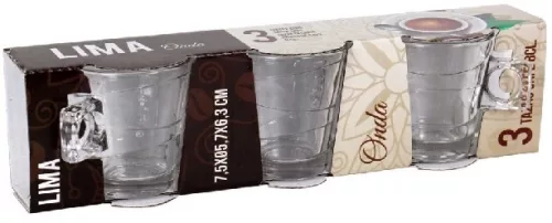 CSÉSZE ÜVEG KÁVÉS 3DB-OS 80ML