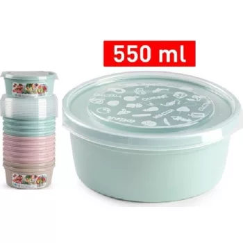 ÉTELTÁROLÓ DOBOZ KEREK MŰA. FEDŐVEL 0,55L