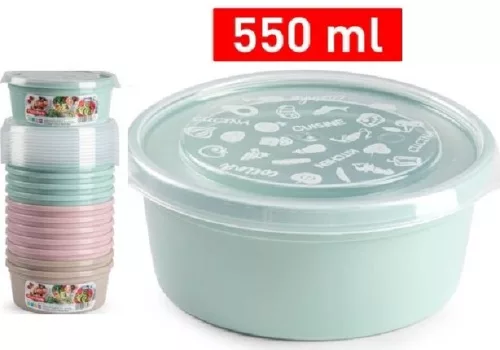 ÉTELTÁROLÓ DOBOZ KEREK MŰA. FEDŐVEL 0,55L