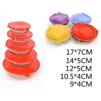 ÉTELTÁROLÓ SZETT ÜVEG 5 RÉSZES 4F. SZÍN