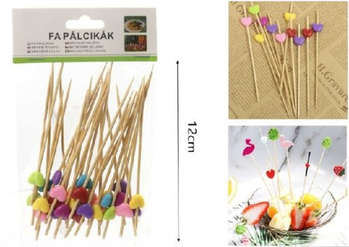 FALATKA PÁLCIKA FA SZÍV MINTÁS 12CM 20DB/CSOM