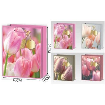 DÍSZTASAK 18X23X10CM TULIPÁNOK 4F.