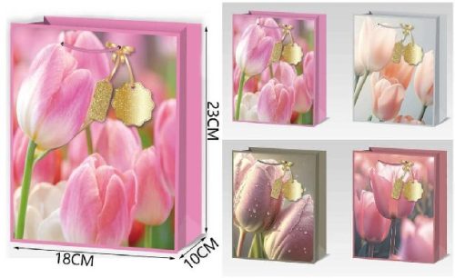 DÍSZTASAK 18X23X10CM TULIPÁNOK 4F.
