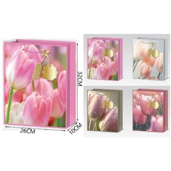 DÍSZTASAK 26X32X10CM TULIPÁNOK 4F.