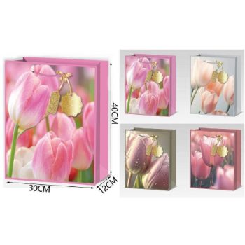 DÍSZTASAK 30X40X12CM TULIPÁNOK 4F.