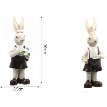 HÚSVÉTI DEKOR NYÚL FIGURA 10X2,5CM VIRÁGGAL