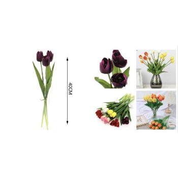 MŰVIRÁG TULIPÁN 3 SZÁLAS 40CM TÖBB FÉLE SZ.