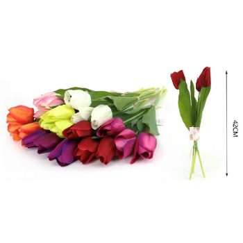 MŰVIRÁG TULIPÁN 3 SZÁLAS 42CM TÖBB FÉLE SZ.