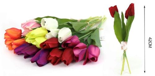 MŰVIRÁG TULIPÁN 3 SZÁLAS 42CM TÖBB FÉLE SZ.