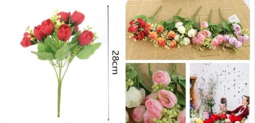 MŰVIRÁG SZÁLAS RÓZSA 28CM 6F. SZÍN